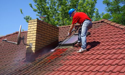 Uses chemical cleaning to pressure wash and repoint a roof