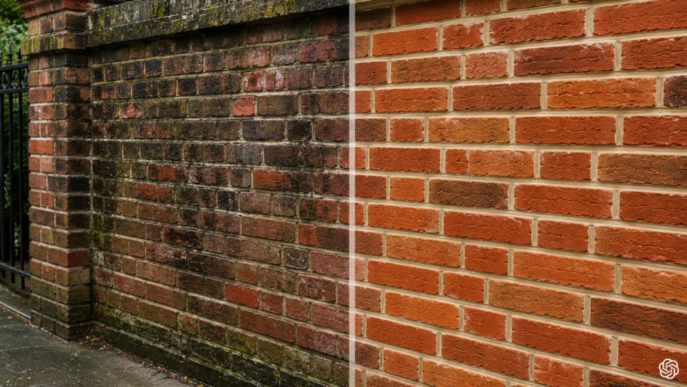 Clean brick wall restored by professional brick cleaning service showing refreshed masonry surface and original brick texture.