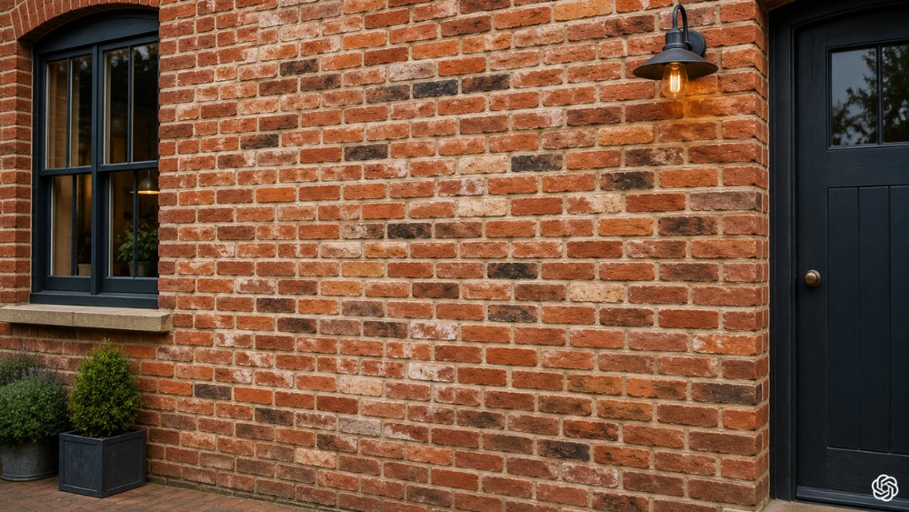 Exposed brick exterior after render removal service showing restored natural masonry exterior