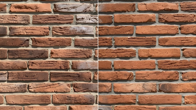 Masonry paint removal revealing natural brick surface to restore building walls