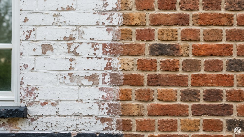 Paint removal service restoring natural masonry surface through safe and careful treatment