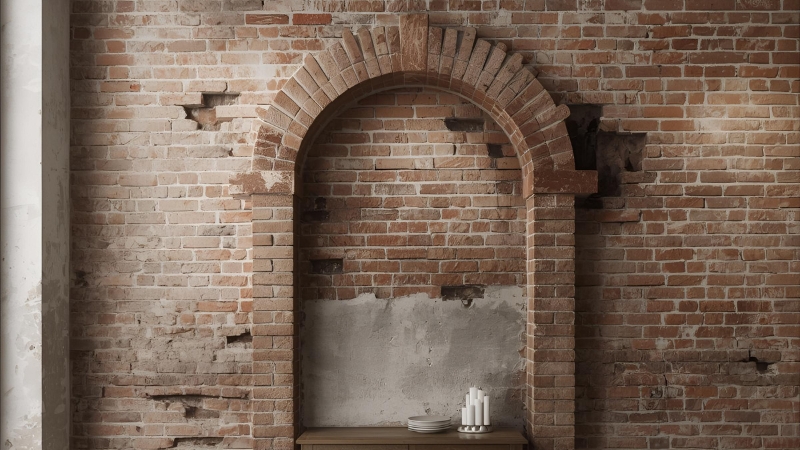 Exposed brick exterior after render removal service showing restored natural masonry exterior