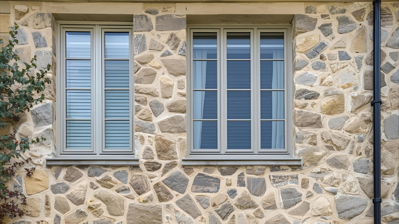Historic stone facade cleaned to show restored detail and natural texture after professional stone cleaning.