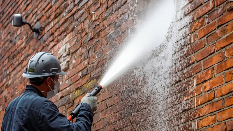 Expert chemical brick cleaning removing old paint from brick surface safely and evenly